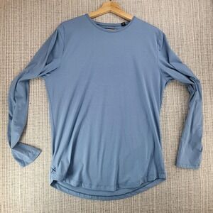 CUTS Shirt Mens‎ Large Blue Long Sleeve Crewneck Curve-Hem Casual Athleisure